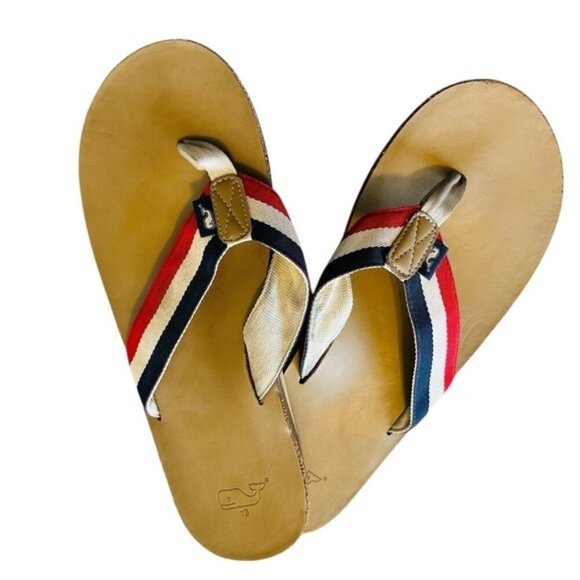 VGC Vineyard Vines America Red White Blue Strap Thong Flip Flops Men's Sz US 13 - Picture 6 of 6